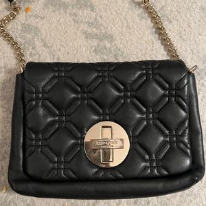 KATE SPADE Astor Court Naomi Quilted Black Leather Small Crossbody Shoulder Bag.